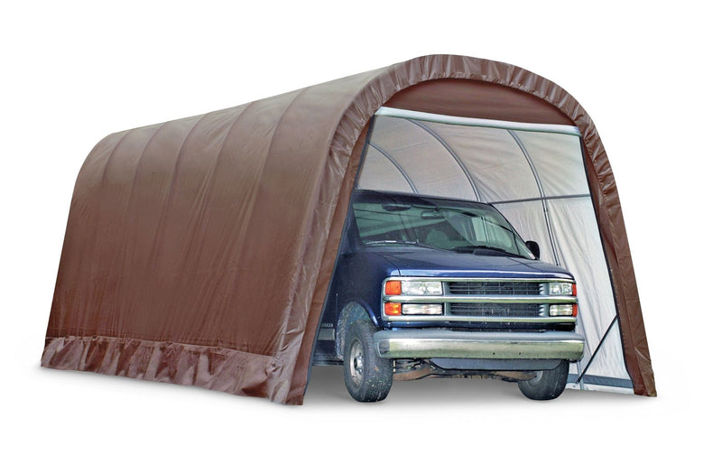 ShelterLogic Heavy Duty Waterproof Round Style Auto Shelter with UV Protection, 12x24x10-ft N1