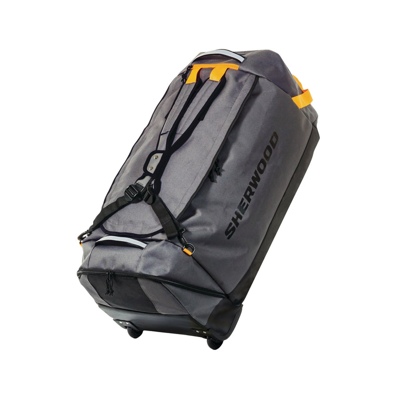 Sherwood Convertible Hockey Bag with Backpack Straps, Wheeled, Senior, Grey, 34-in V4