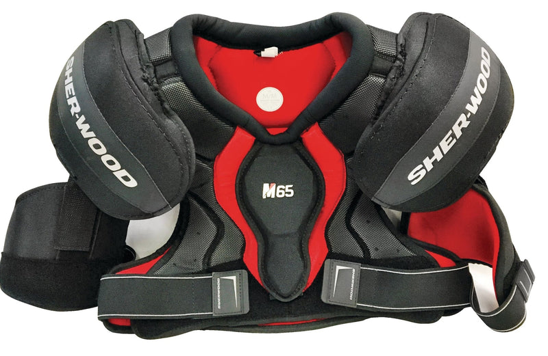 Sherwood Rekker M65 Hockey Shoulder Pads, Junior, Black/Red, Assorted Sizes W1