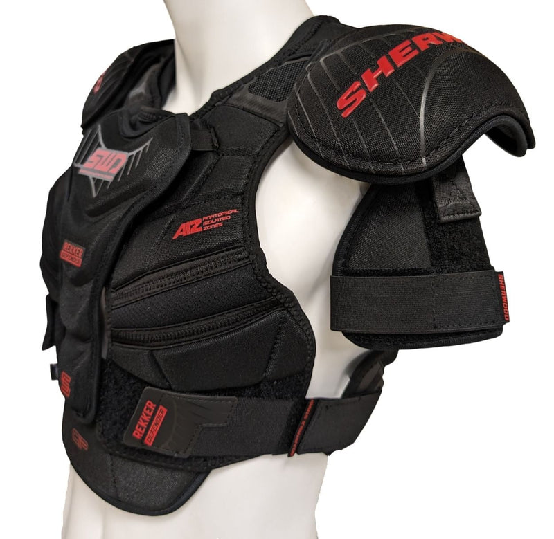 Sherwood Rekker SWD Defender Hockey Shoulder Pads, Women, Black/Red, Assorted Sizes Q3