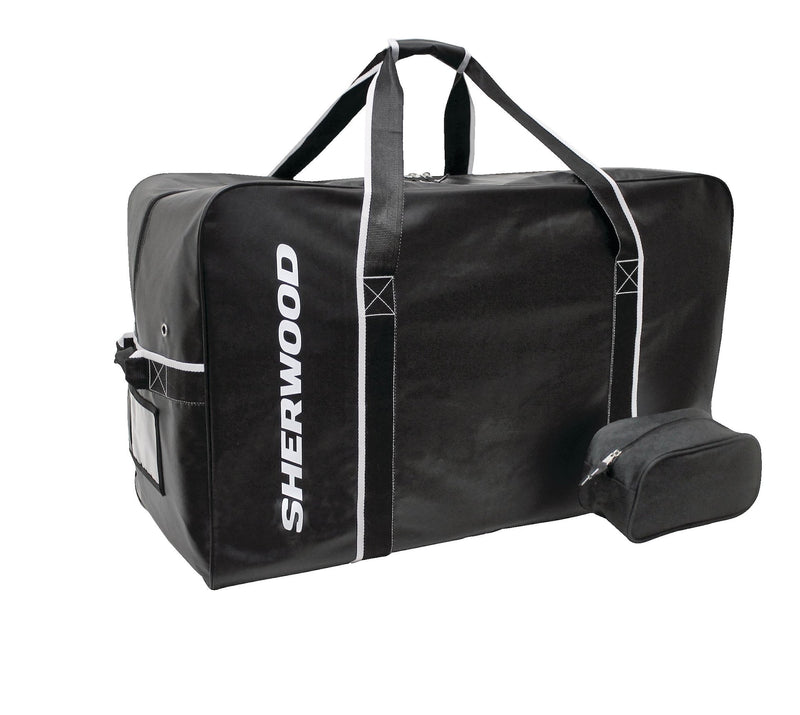 Sherwood Team Tarp Hockey Bag with Accessories/Toiletry Bag, Carry, Junior, Black, 30-in O7