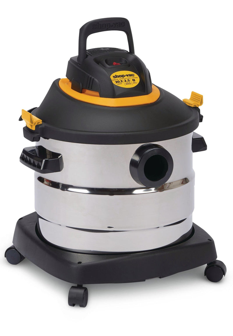 Shop-Vac 2031848 2.5 Peak HP Stainless Steel Wet/Dry Shop Vacuum with Hose and Accessories, 30-L K4