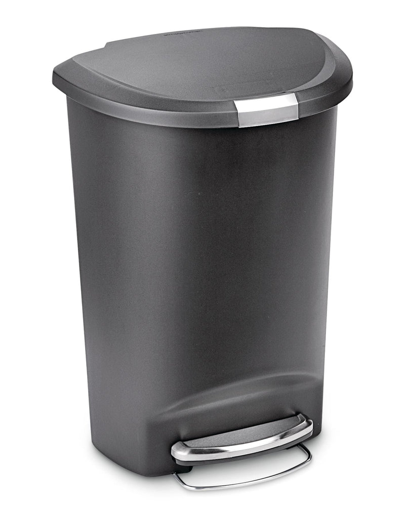 simplehuman Plastic D-Shaped Step Garbage Can, Black, 50-L I4