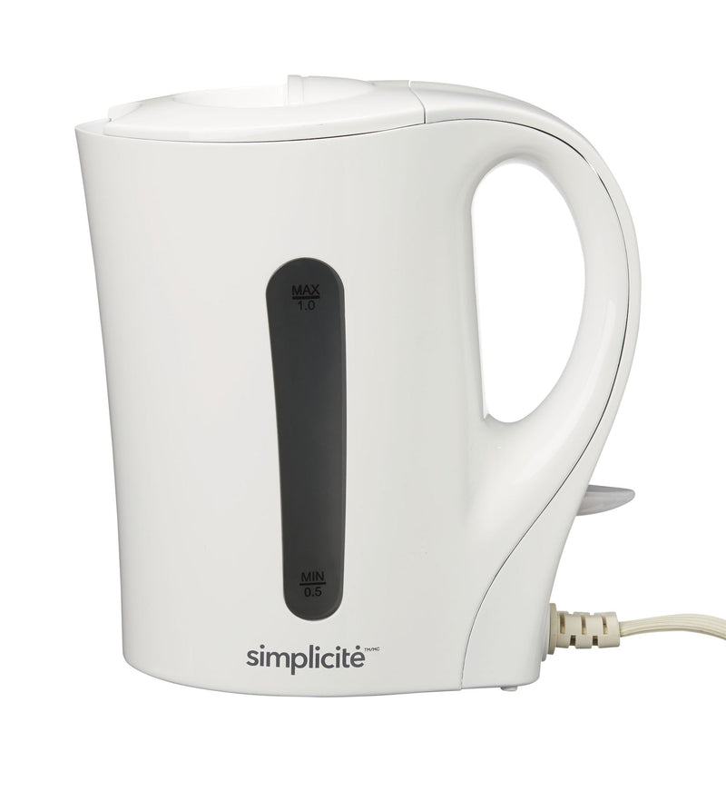 Simplicité Corded Electric Kettle with Auto Shut Off, White, 1-L Y7