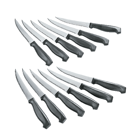 Simplicité Stainless Steel Laser Steak Knife Set, Dishwasher Safe, 12-pc Q1
