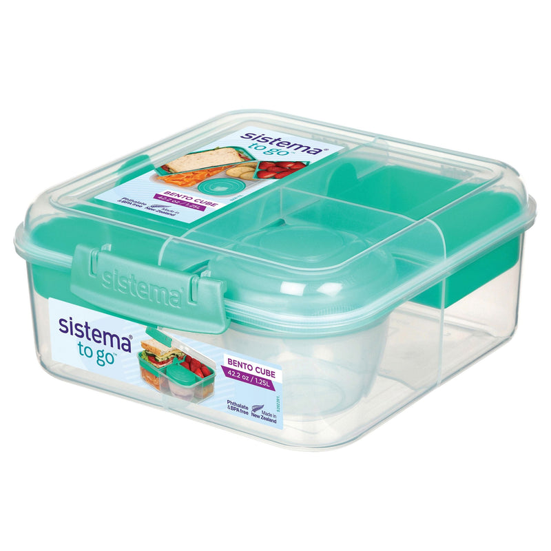 Sistema Bento Cube to Go Food Storage Container with Easy-Locking Clips, 1.25-L Y9