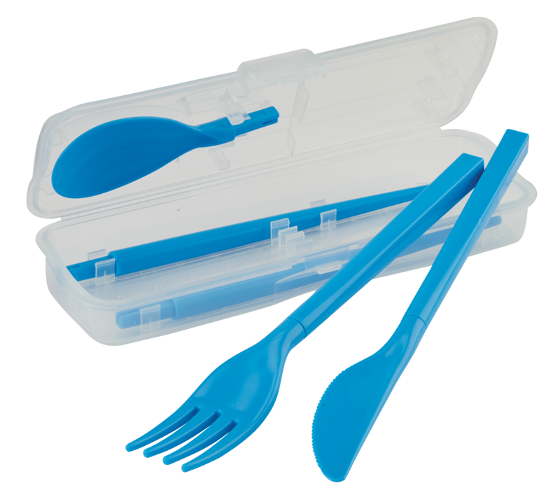 Sistema Cutlery Set To Go, Modular Travel Plastic Cutlery Set with Knife, Fork, Spoon, Chopsticks and Case L2