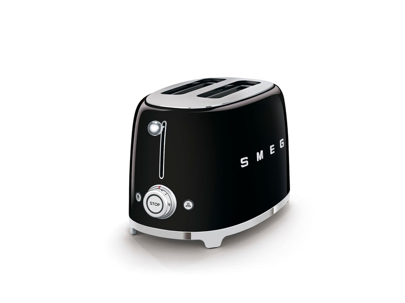 Smeg 50's Retro Style Wide Slot Pop Up Electric Toaster with 6 Settings, 2-Slice, Black O0