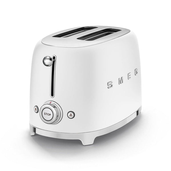 Smeg 50's Retro Style Wide Slot Pop Up Electric Toaster with 6 Settings, 2-Slice, Matte White Y6