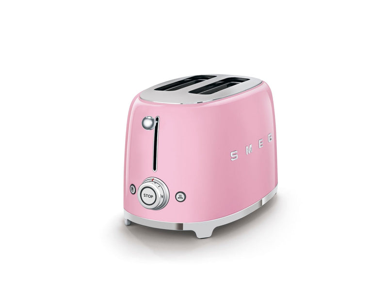 Smeg 50's Retro Style Wide Slot Pop Up Electric Toaster with 6 Settings, 2-Slice, Pink A1