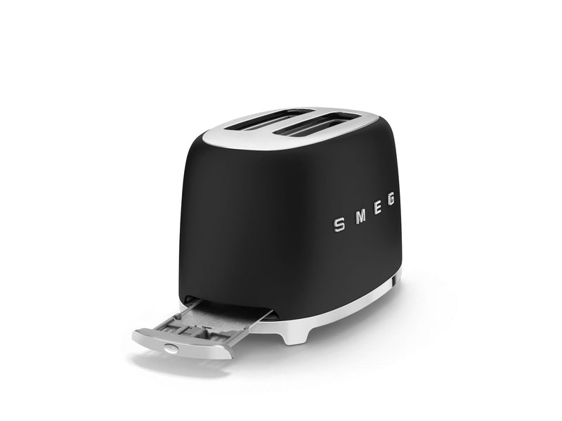 Smeg 50's Retro Style Wide Slot Pop Up Electric Toaster with 6 Settings, 2-Slices, Matte Black R4