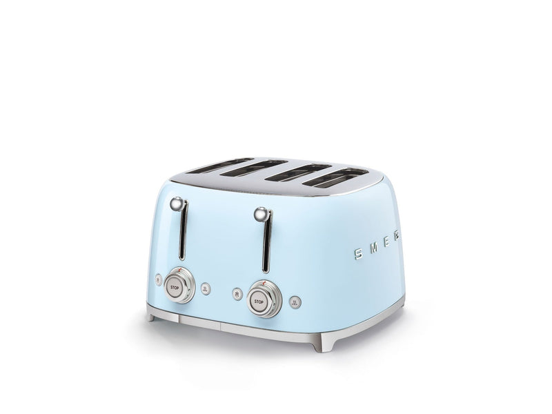 Smeg 50s Retro Style Wide Slot Pop-up Toaster, 4-Slice, Pastel Blue S3