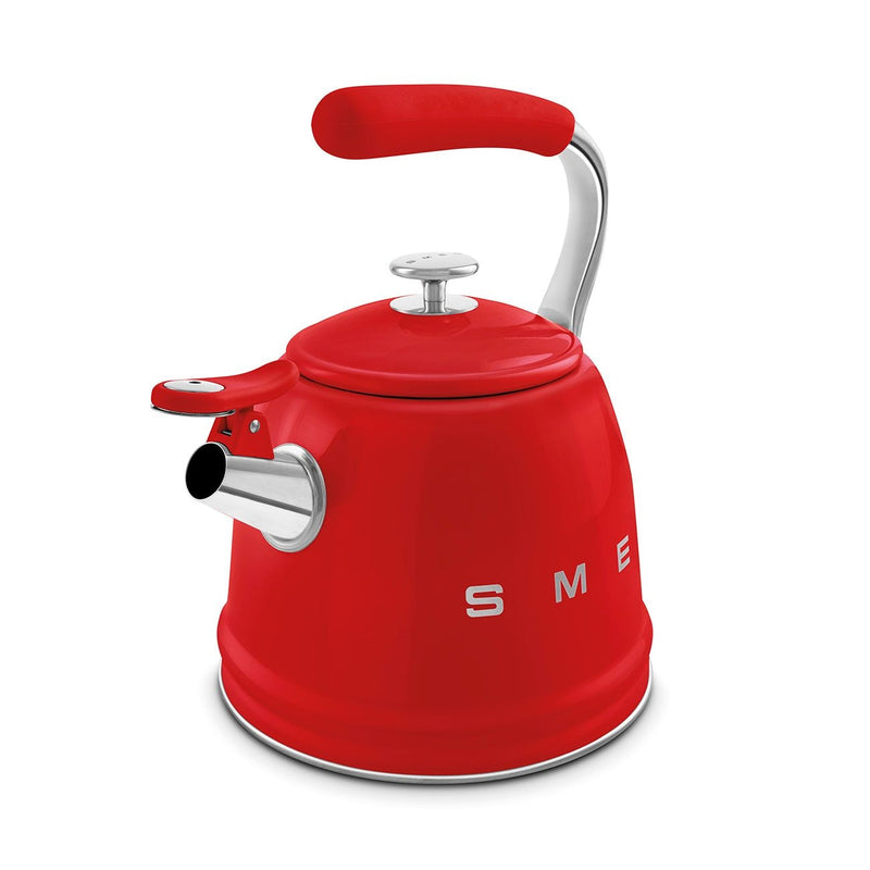 SMEG Traditional Stove Top Whistling Kettle, Red, 2.3-L L4