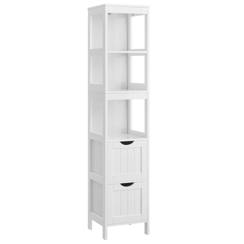 Songmics Home 2-Drawer White Cabinet with 3 Open Shelves N0