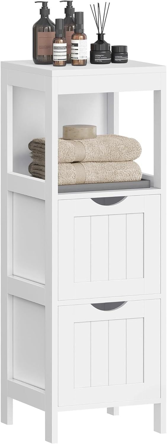 Songmics Home 2-Drawer White Cabinet with Open Shelf V6