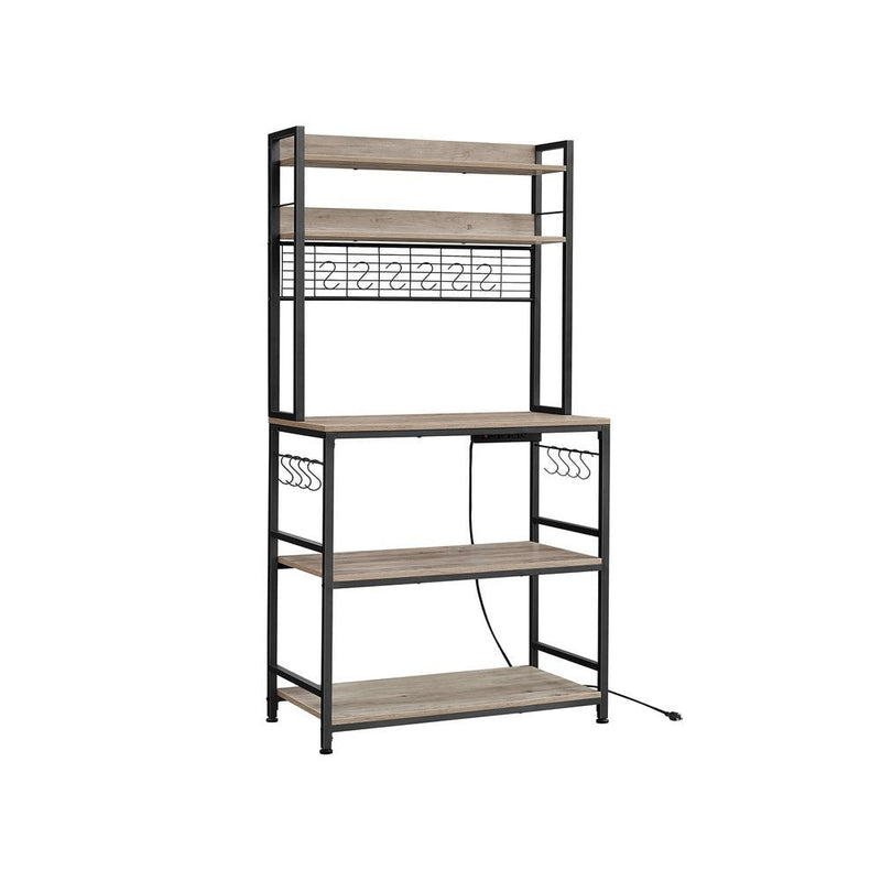 Songmics Home 5-Shelf Grey Baker's Rack with 4 AC Outlets H8