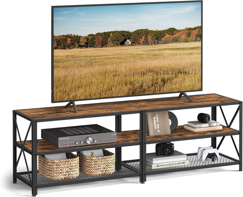 Songmics Home 70-in 3-Tier Industrial Rustic Brown TV Stand J3
