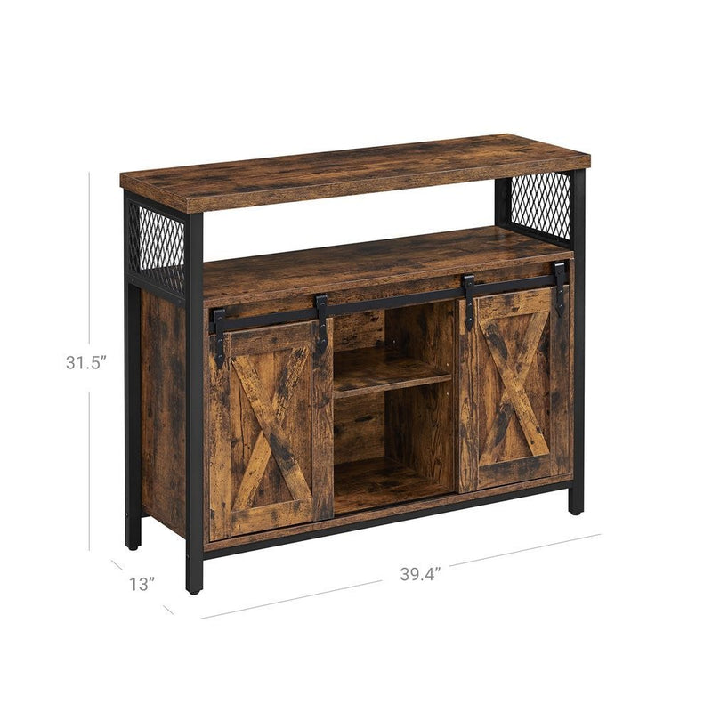 Songmics Home Brown Buff Sideboard Storage with Sliding Doors Q6