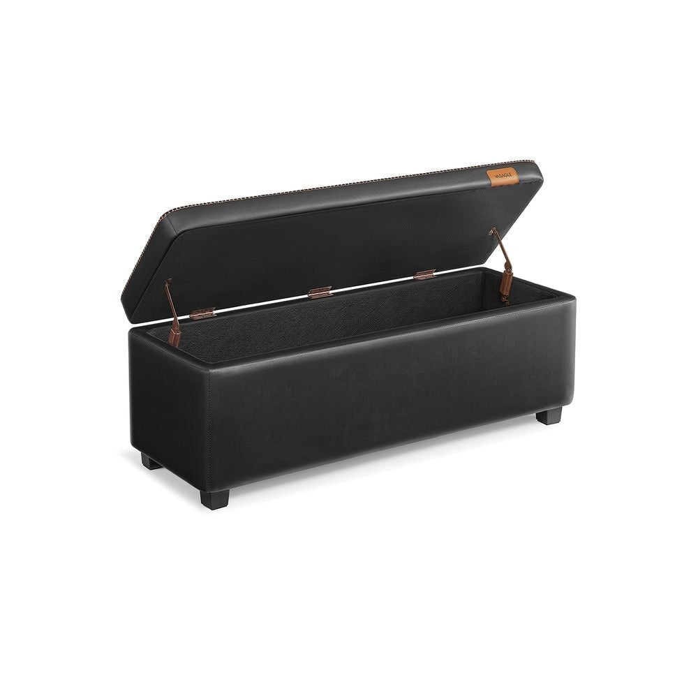 Songmics Home Deep Mid-Century Modern Black Storage Ottoman