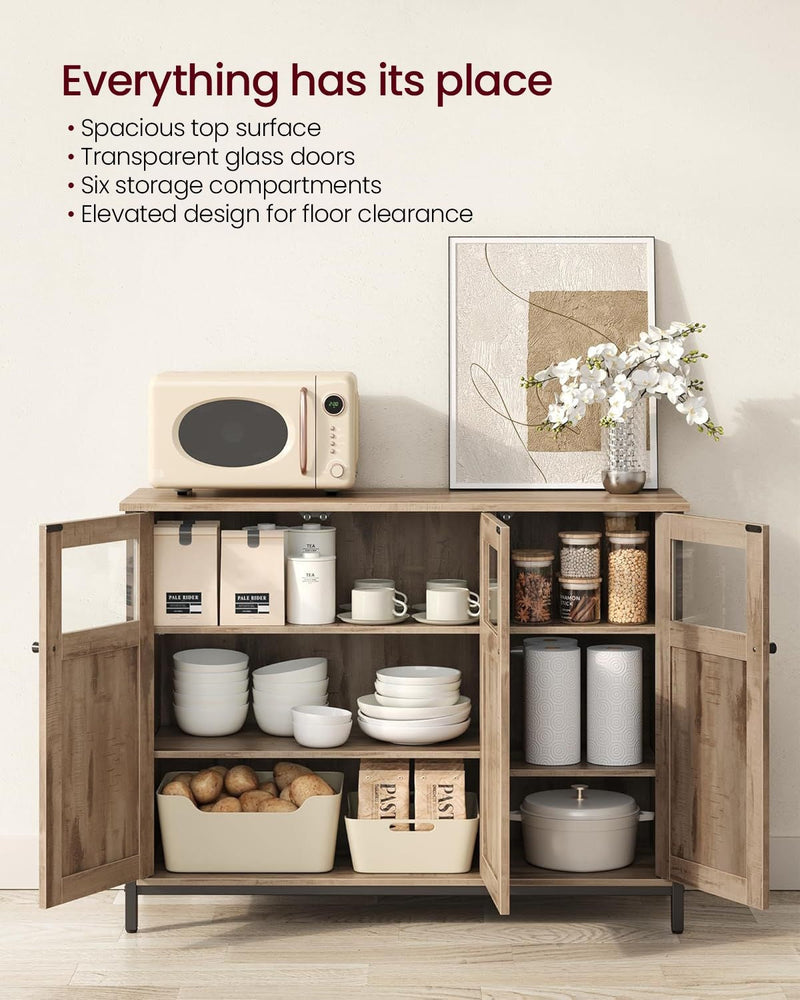 Songmics Home Industrial Camel Brown/Black Buffet Cabinet J6