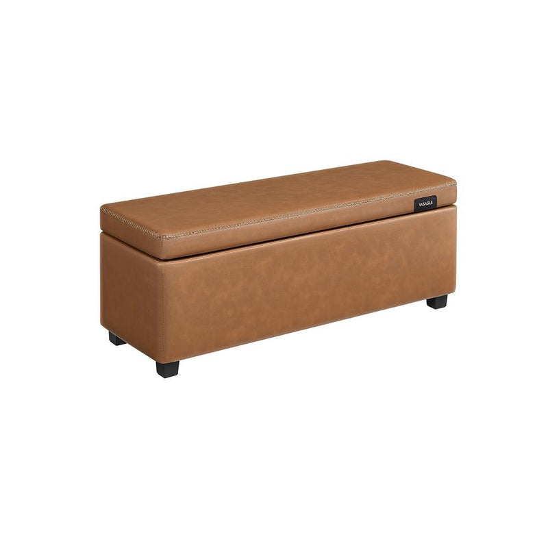 Songmics Home Mid-Century Modern Brown Storage Ottoman S2