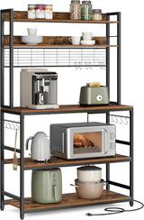Songmics Home Rustic Brown Baker's Rack with 4 AC Outlets
