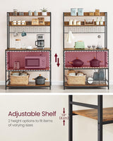 Songmics Home Rustic Brown Baker's Rack with 4 AC Outlets