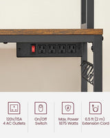 Songmics Home Rustic Brown Baker's Rack with 4 AC Outlets