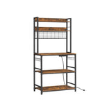 Songmics Home Rustic Brown Baker's Rack with Charging Station