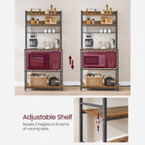 Songmics Home Rustic Brown Baker's Rack with Charging Station