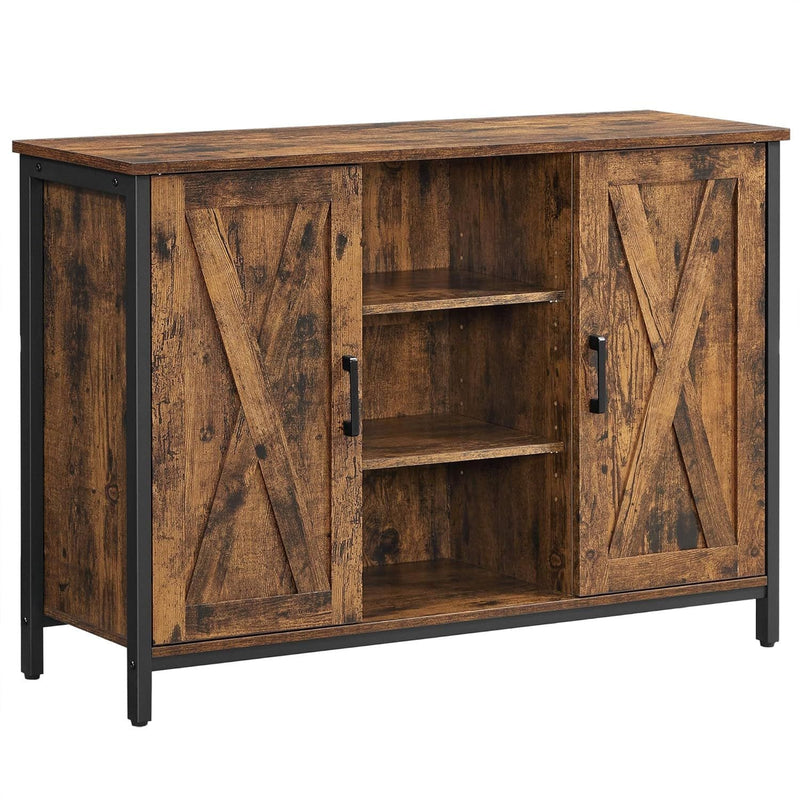 Songmics Home Rustic Brown Buffet Cabinet with Barn Doors S5