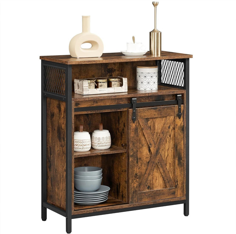 Songmics Home Rustic Brown Cabinet with Sliding Door W7