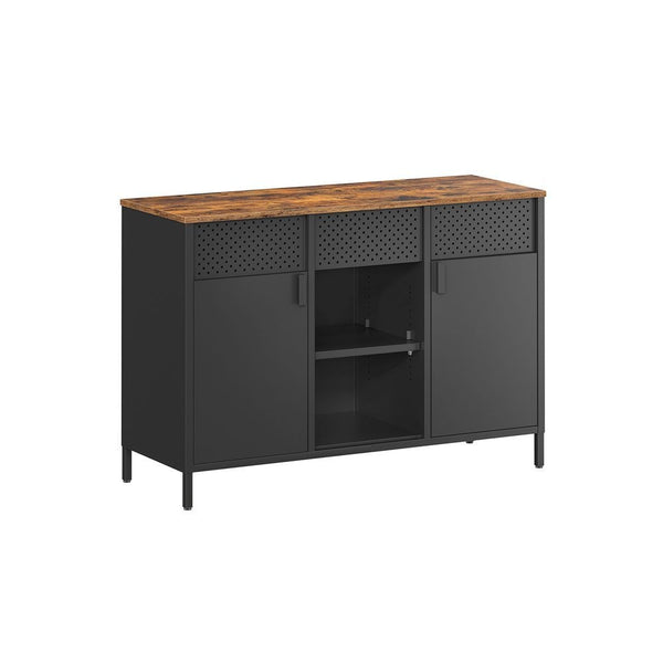 Songmics Home Rustic Brown/Black Metal Buffet Cabinet L3