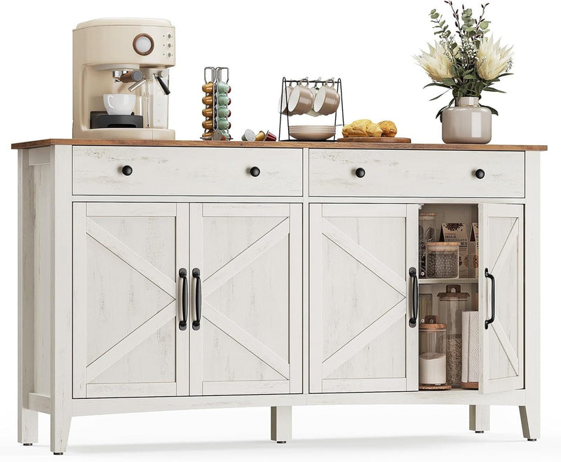 Songmics Home Rustic White/Honey Brown Buffet Cabinet P8