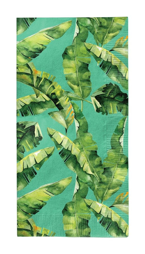 Sophistiplate Palm Spring Rectangle Paper Disposable Guest Towel Napkins, Green, 8-in, 20-pk, 3-ply, for Summer Party Q9