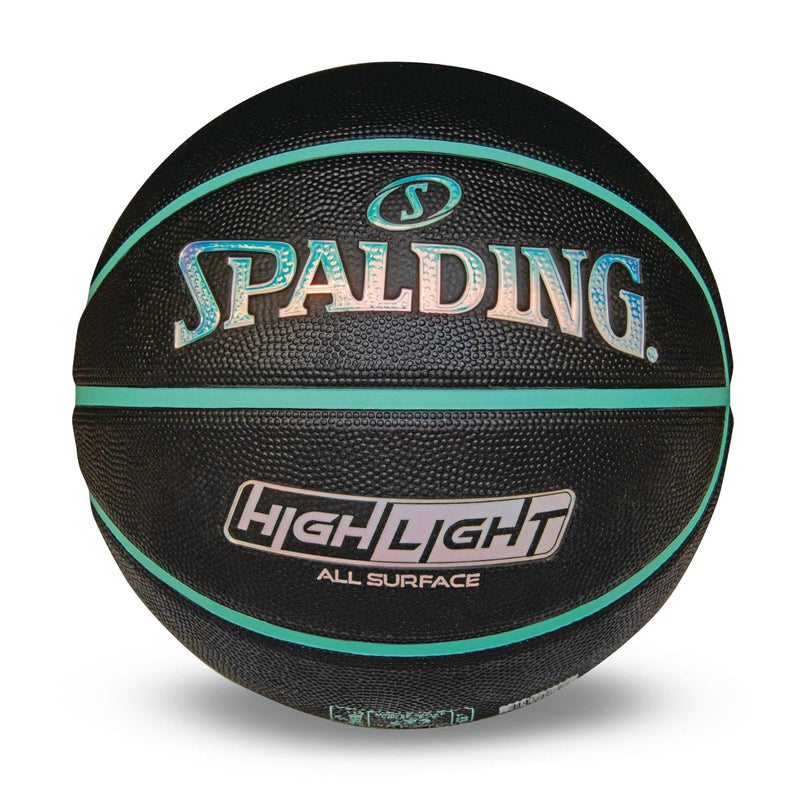 Spalding Highlight Foil Basketball, Black/Mint, Size 7 H1