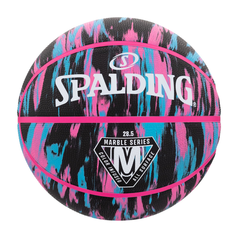 Spalding Marble Series 4Her Outdoor Rubber Basketball, Size 6 (28.5-in), Black/Pink, M6
