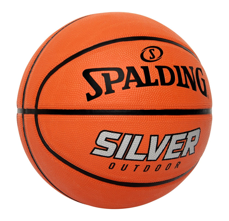 Spalding Silver Outdoor Rubber Basketball, Official Size 7 (29.5-in), Orange X7