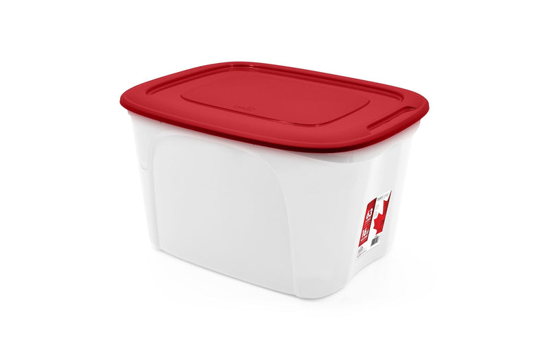 Stackable Storage Box with Lid, 63-L, Red/White, 63 Litre Storage Container P5