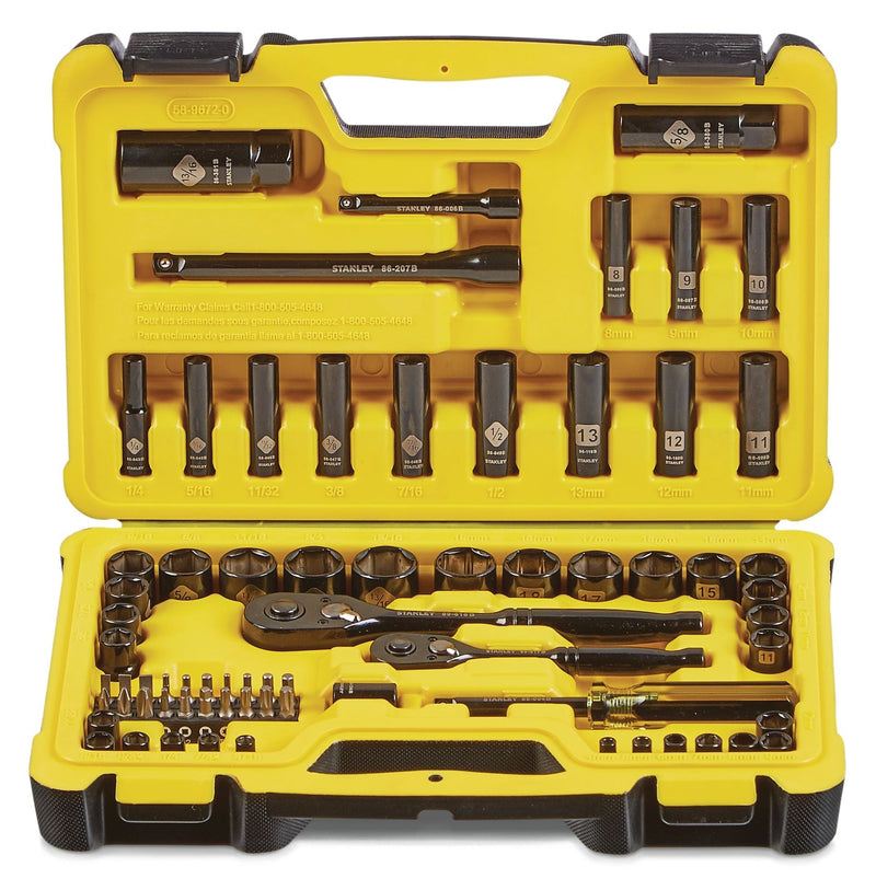 Stanley Professional Grade Black Chrome Socket Set, 70-pc, SAE/Metric R9