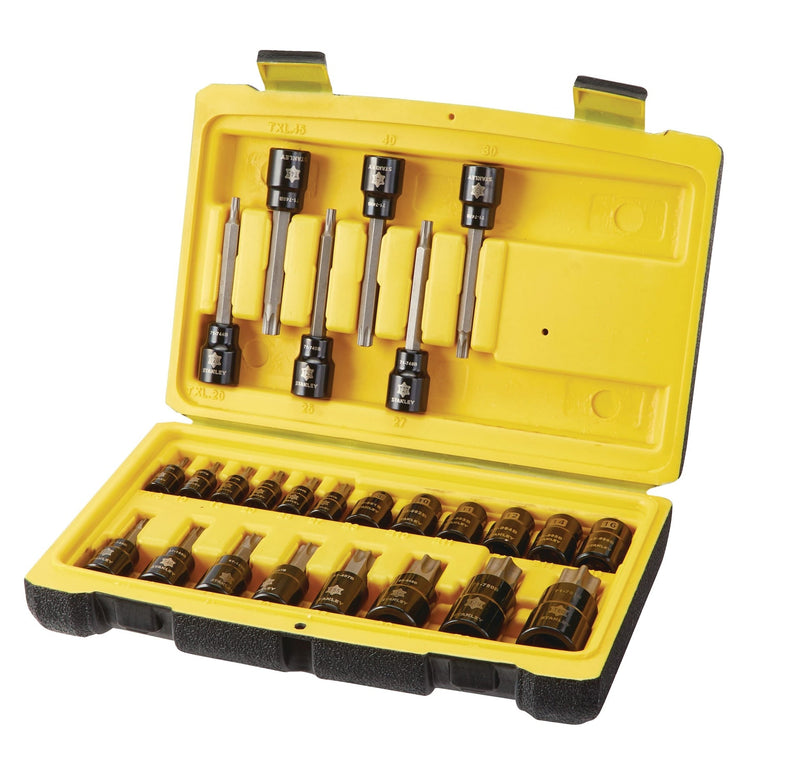 Stanley Professional Grade Black Chrome Torx Bit Socket Set, 26-pc, SAE/Metric N8