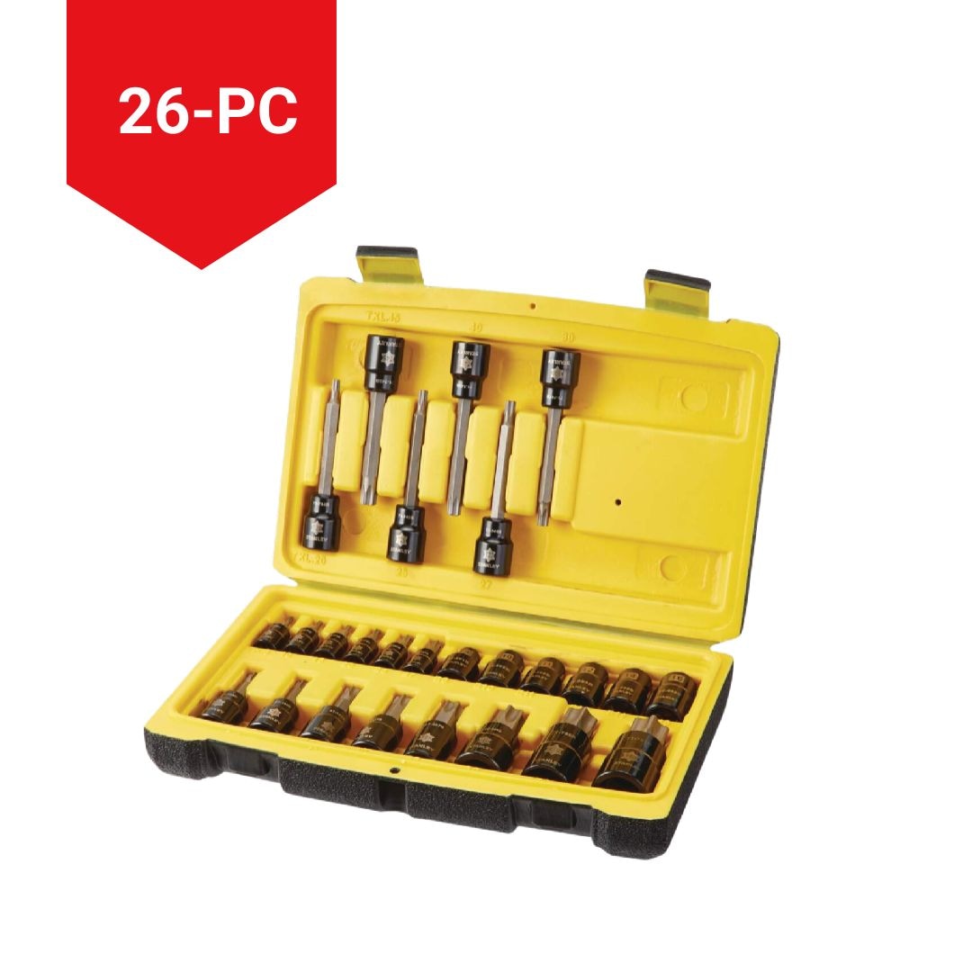 Stanley Professional Grade Black Chrome Torx Bit Socket Set, 26-pc, SAE/Metric