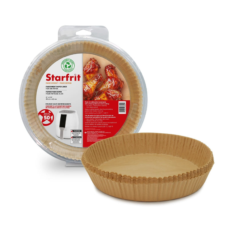 Starfrit Round Non-Stick Parchment Paper Air Fryer Liner, 50-pk D7