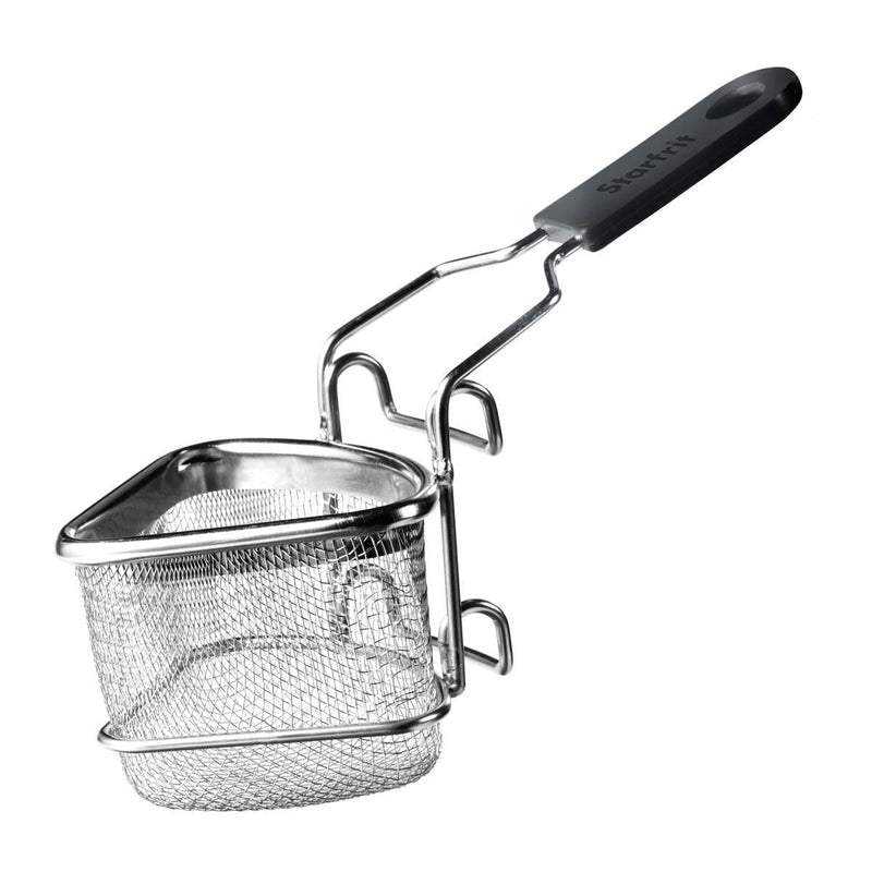 Starfrit Stainless Steel 2-Way Draining Fondue Cooking Basket with Heat-Resistant Handle, 3.7-in Q0