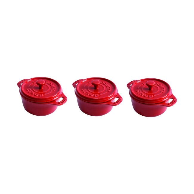 Staub 3 piece Cocotte Set Cherry L7