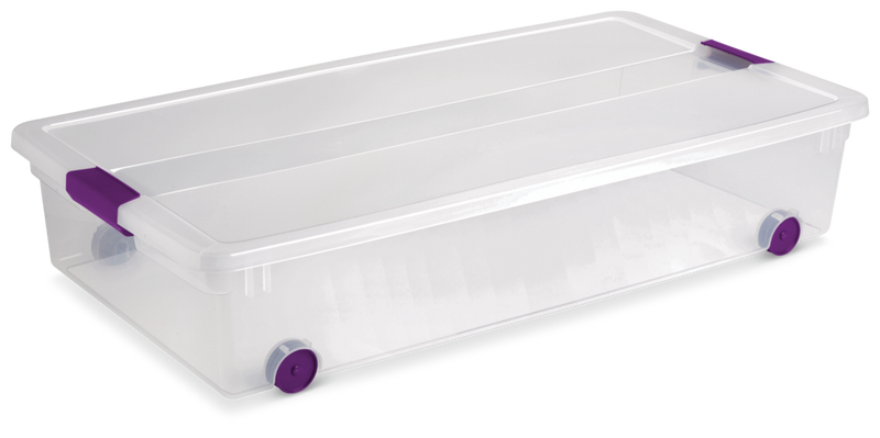 Sterilite ClearView Latch Wheeled Underbed Storage Box, 57-L H4