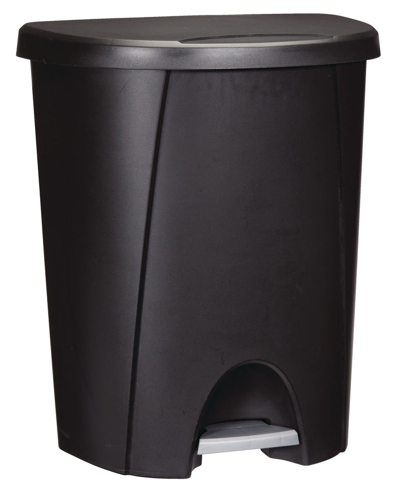 Sterilite Plastic D-Shaped Step Garbage Can, Black, 25-L M4
