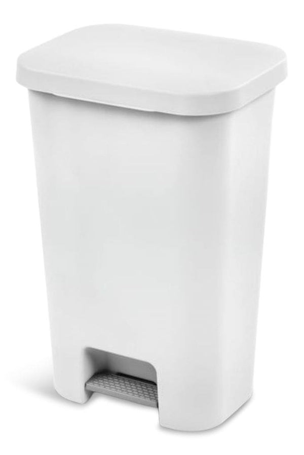 Sterilite Plastic Rectangular Step Garbage Can, White, 45-L F6