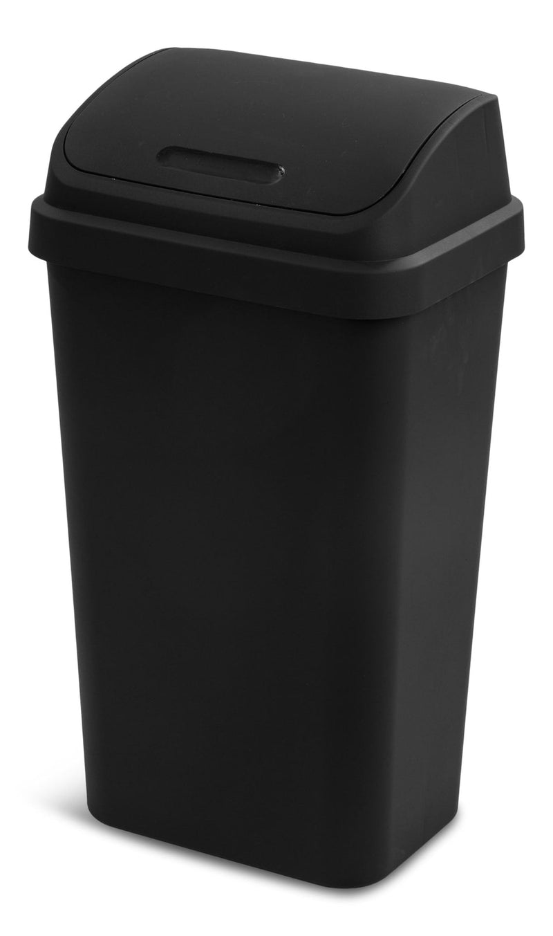 Sterilite Plastic Rectangular Swing Lid Garbage Can, Black, 49-L M0
