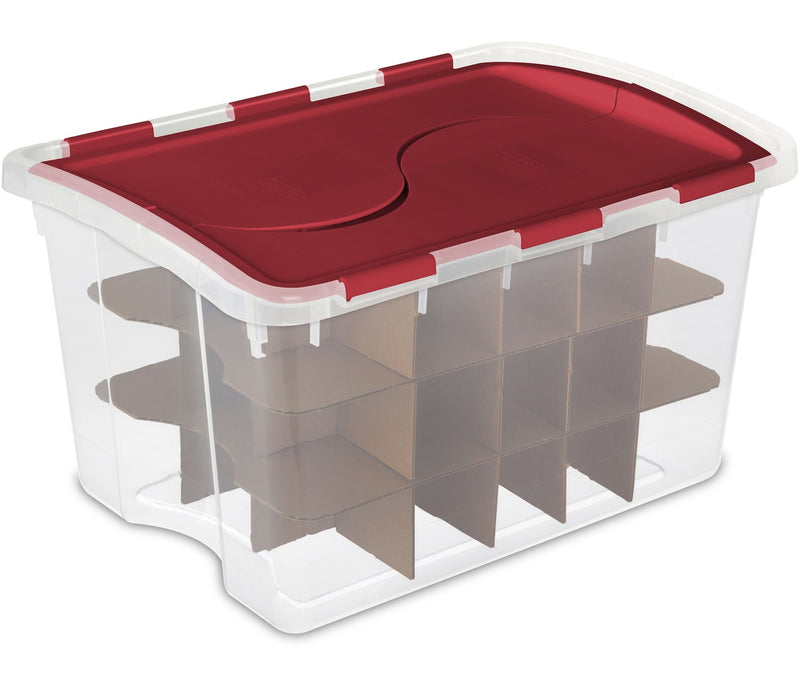 Sterilite Transparent Ornament Storage Box with Flip-top Lid, 45-L Y3